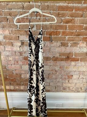 Zara Black & White Printed Midi Slip Dress Cut off Straps